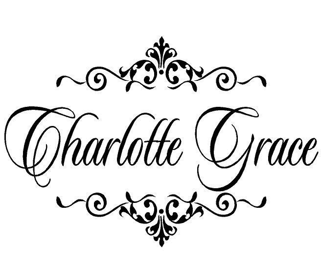 Girl Name Wall Decals - Personalized Baby Nursery Monogram Vinyl Wall Decal - Elegant Shabby Chic Nursery Wall Art 22h x 36w FN0054