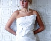 RESERVED - Simple White Cotton Seersucker Wedding Dress