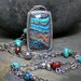 Long Beaded Necklace with Rainbow Calsilica Pendant and Turquoise Beads