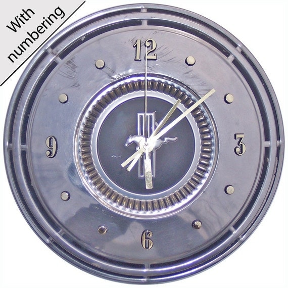 Ford Mustang Hubcap Clock with numbering (a-squido 1208  hub cap)