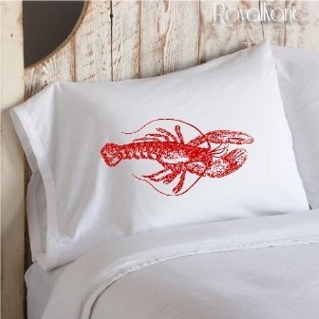 Nautical Red Lobster Unique Art Pillowcase friendly sailor shell house sail Pillow case tail crab cancer ocean sea decor beach room bedroom