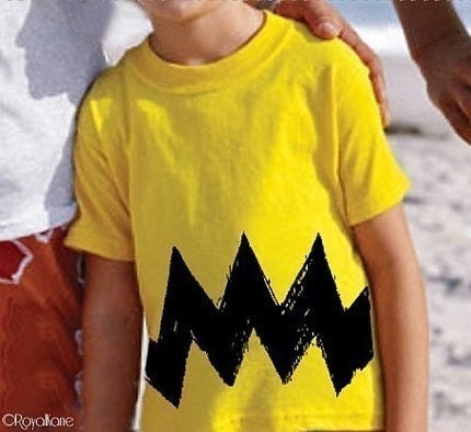 2T Cartoon Charlie Yellow Black Zig Zag kids boy girl childrens youth peanuts FUNNY toddler retro costume vintage brown Shirt T-Shirt