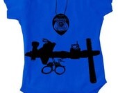 Child Police Officer cop man 6m 12m 18m 24m 2T creeper outfit royal blue baby PD uniform sheriff Shirt gift tshirt boy girl infant NEW