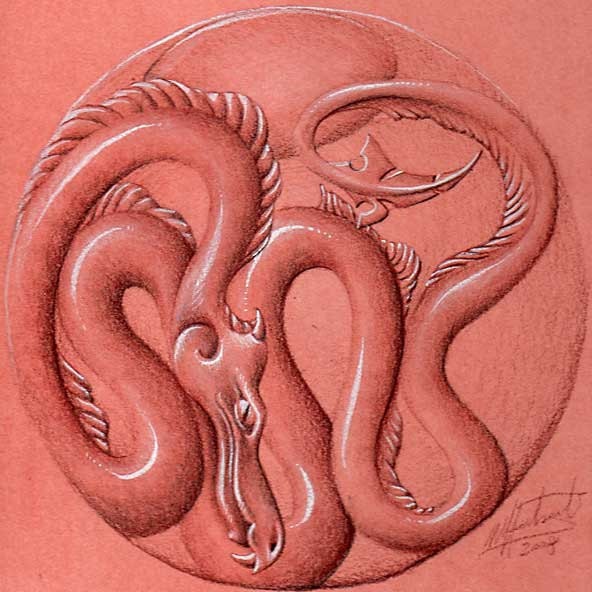 Dragon series - Elan : Original drawing in pencil and tempera - PRICE REDUCED