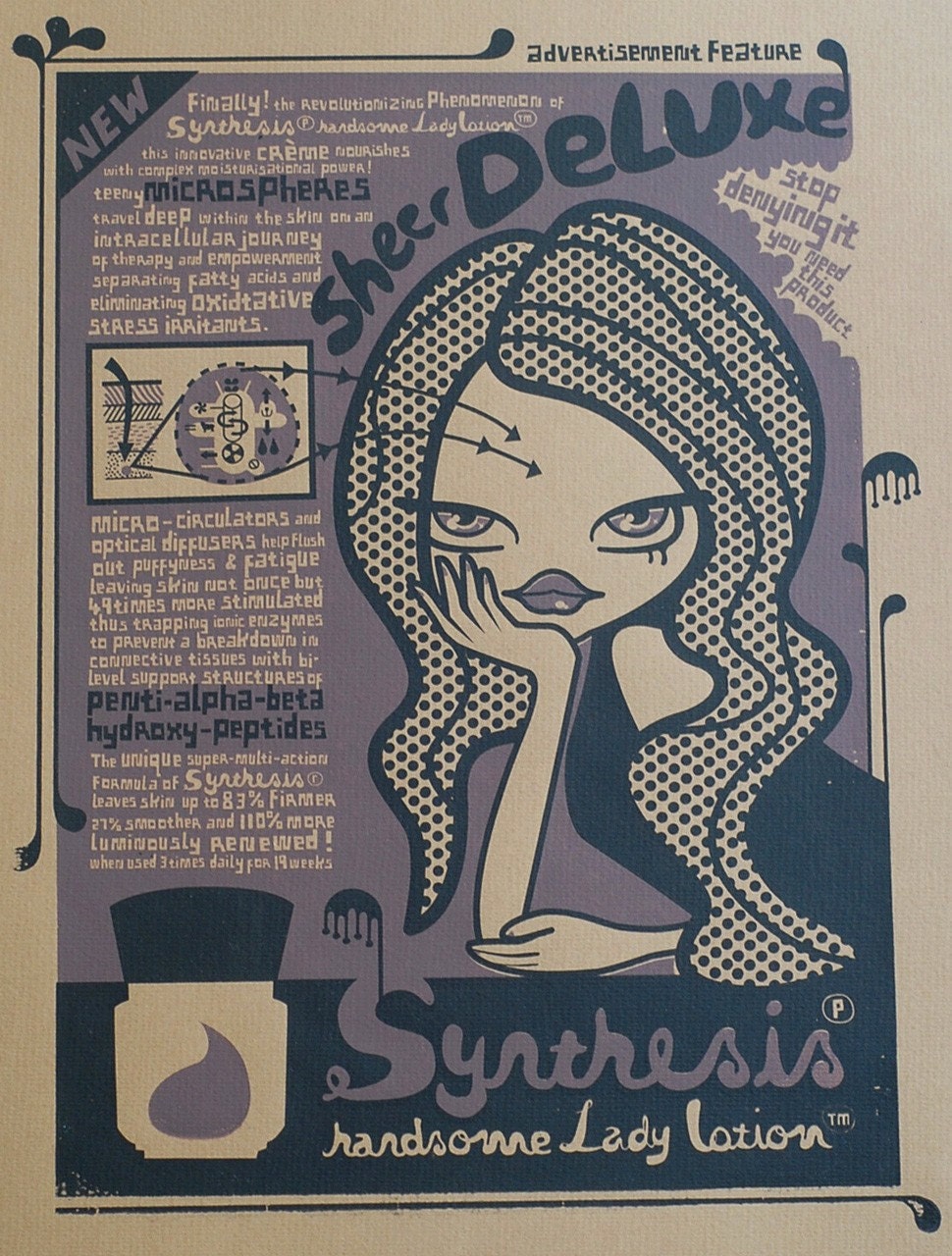 Synthesis Handsome Lady Lotion -  Screen Print by Popcorny