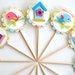 Birds and Houses Cupcake Toppers -reserved for Kris