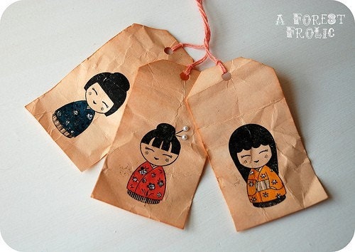 Sweet Japanese Doll Gift Tags