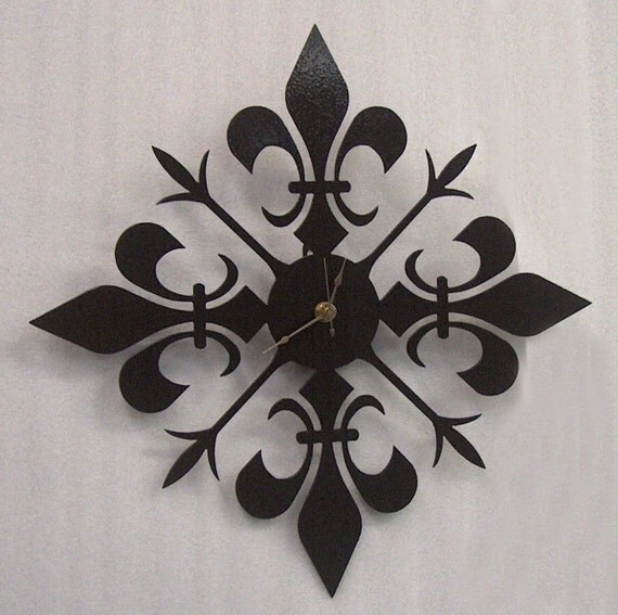 Fleur de lis metal art clock - FREE USA Shipping