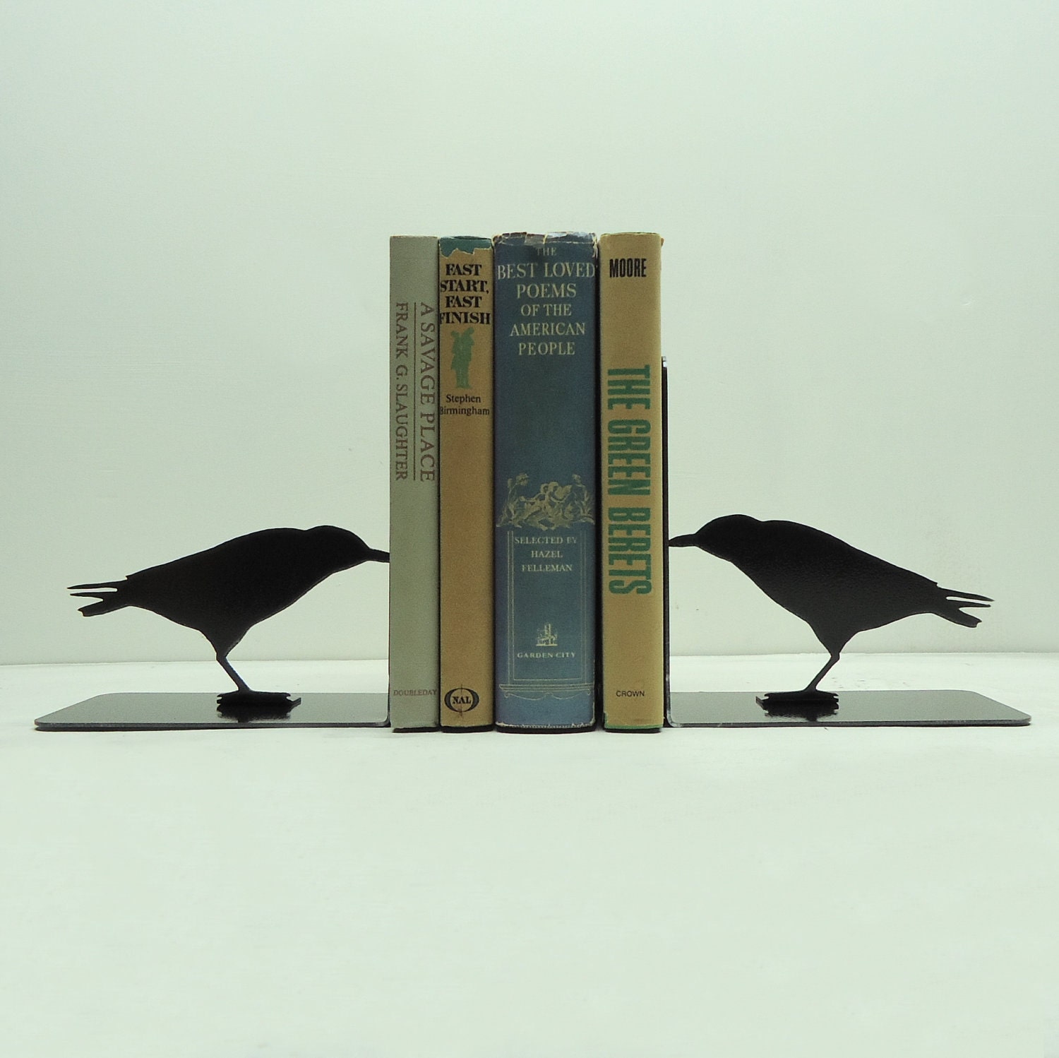 Raven Metal Art Bookends - Free USA Shipping