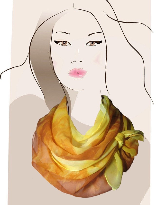 Yellow, hand painted silk scarf:  Butterscotch Dream