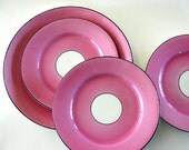 Vintage Pink Bullseye Art Deco Plates Britannia Pottery