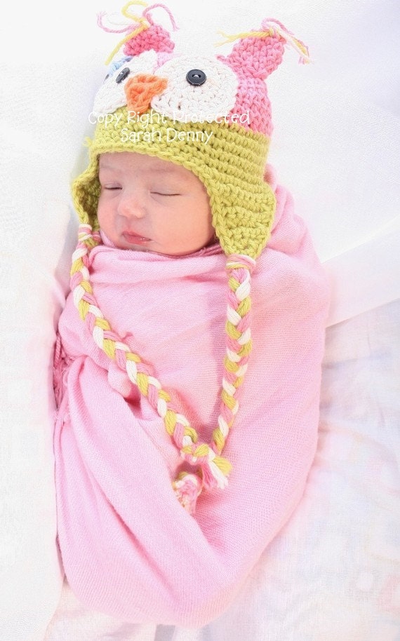 Baby Girl, Owl Hat, Crochet Baby Hat, Owl, Baby Girl Owl Hat, Photo Prop, Photography Prop MADE TO ORDER
