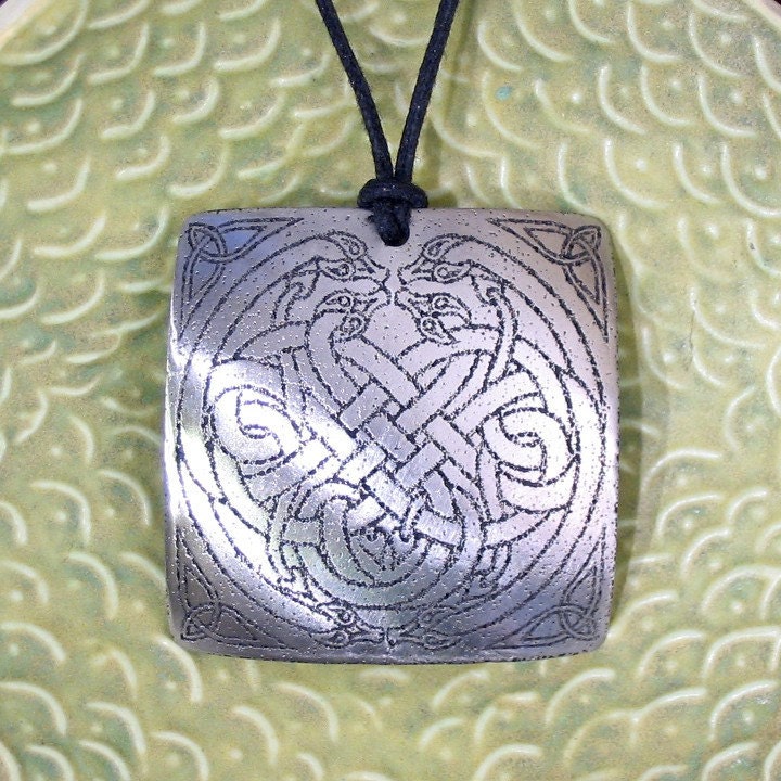 Celtic Serpent Knot Pendant Stainless Steel Etched - Eternity, Knowledge, Mystery