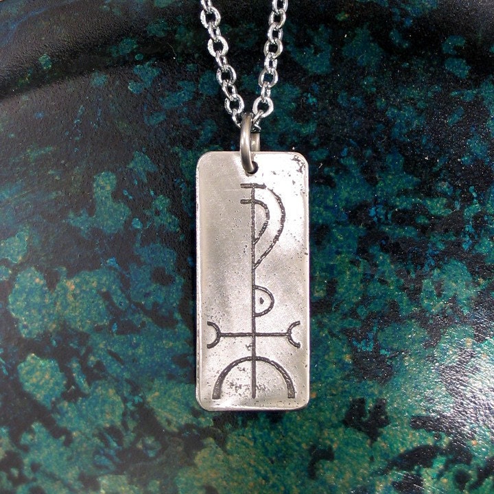 Wisdom Viking Rune Necklace, Stainless Steel - Fjölnir on Stainless Steel Chain