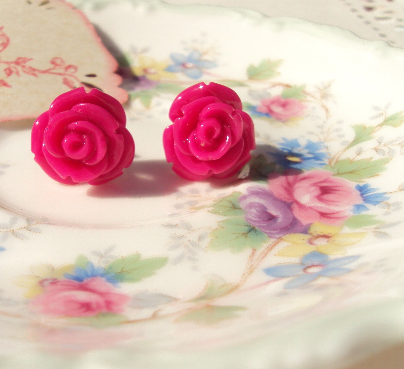 Candy Kisses - Rose Flower Earrings