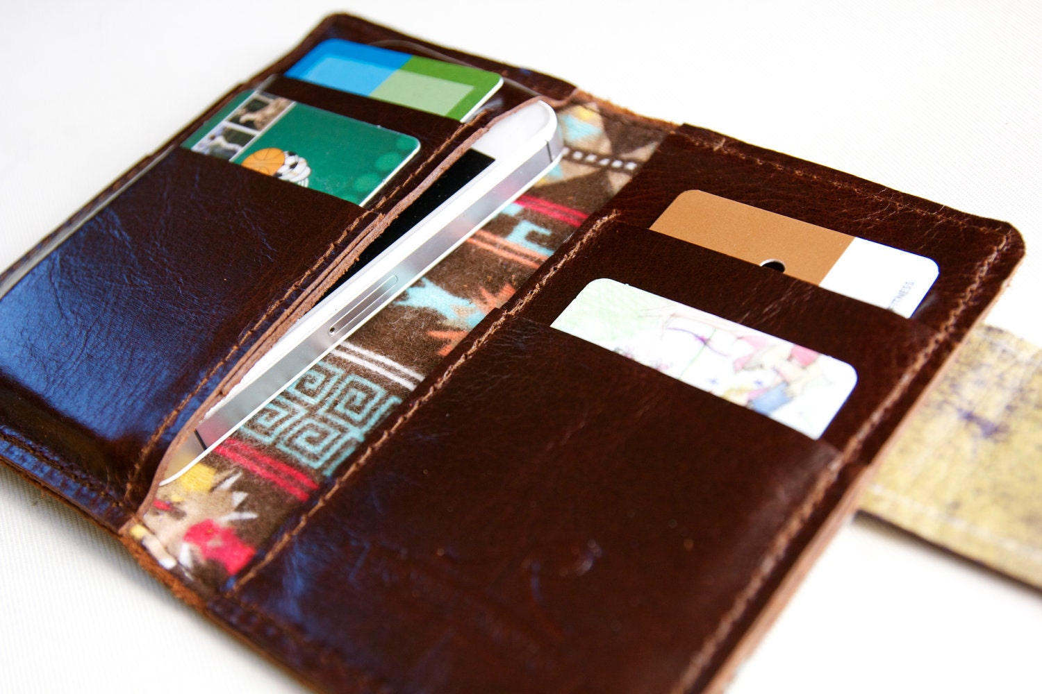 Leather iPhone Wallet in Dark Brown