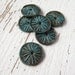 Teal Blue Aster Wheel disc beads - set of 6 beads (ready to ship)