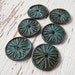 Teal Blue Aster Wheel disc beads - set of 6 beads (ready to ship)