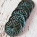Teal Blue Aster Wheel disc beads - set of 6 beads (ready to ship)