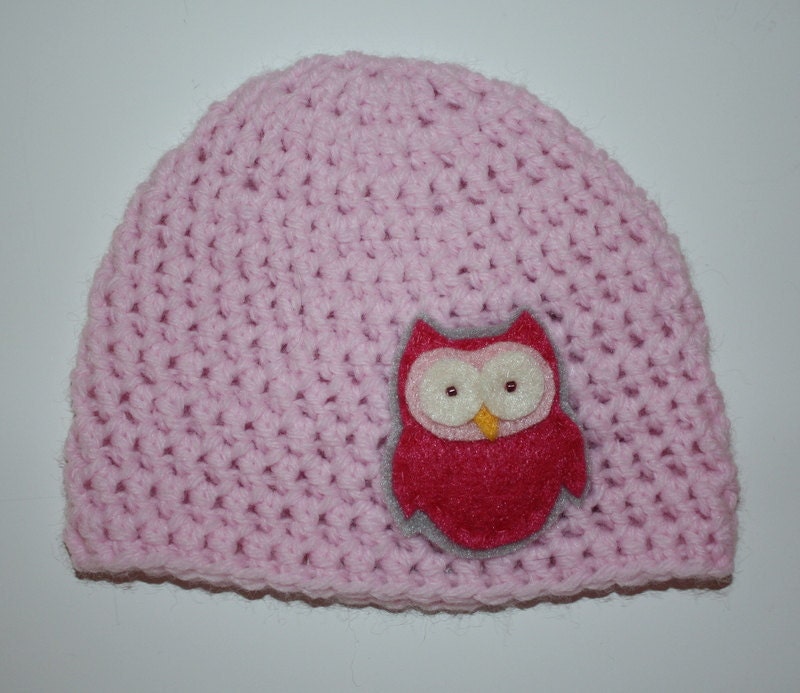 READY TO SHIP - 0-3 Month Owl Beanie - As Pictured