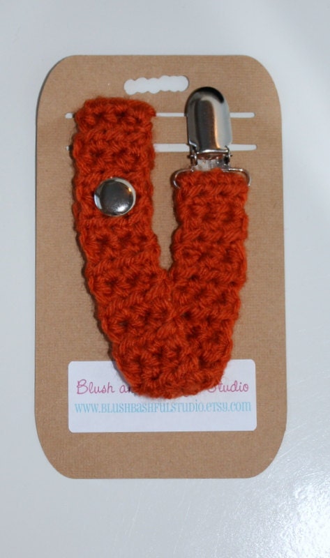 READY TO SHIP - Terracotta Orange Pacifier Clip
