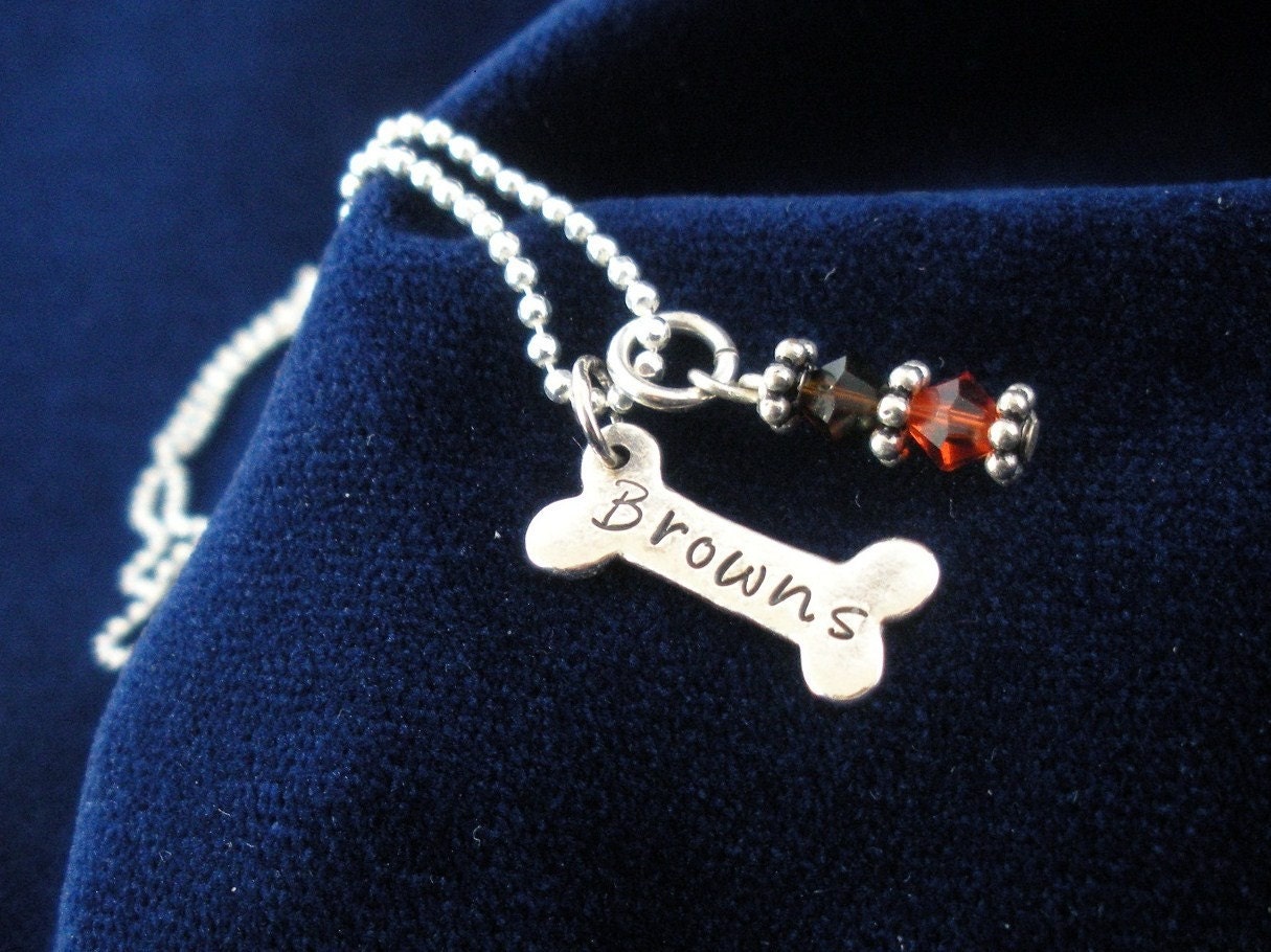 Items similar to Cleveland Browns Dog Bone Necklace Sterling Silver