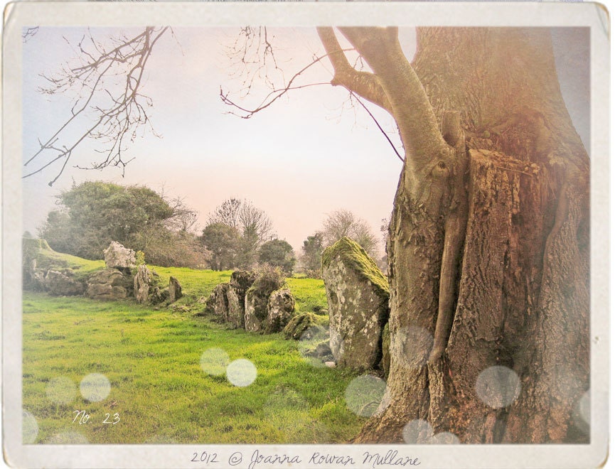 Stone Circle,Ireland Ethereal Dreamy Landscape Photography Art Soft Pink, Celtic, Bokeh, Fairy Lights, Woodland Print 8.5x11