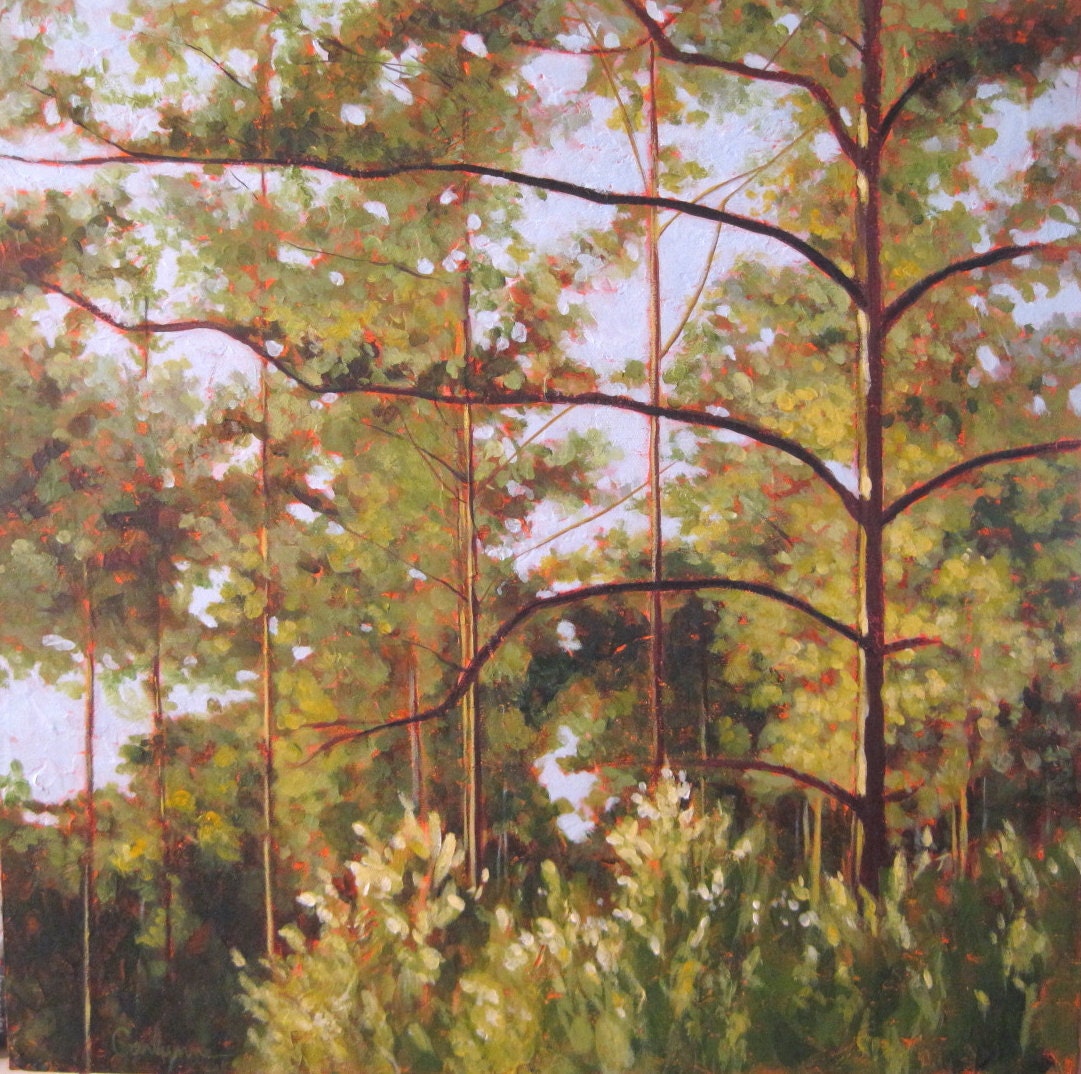 Original tree landscape painting Pines