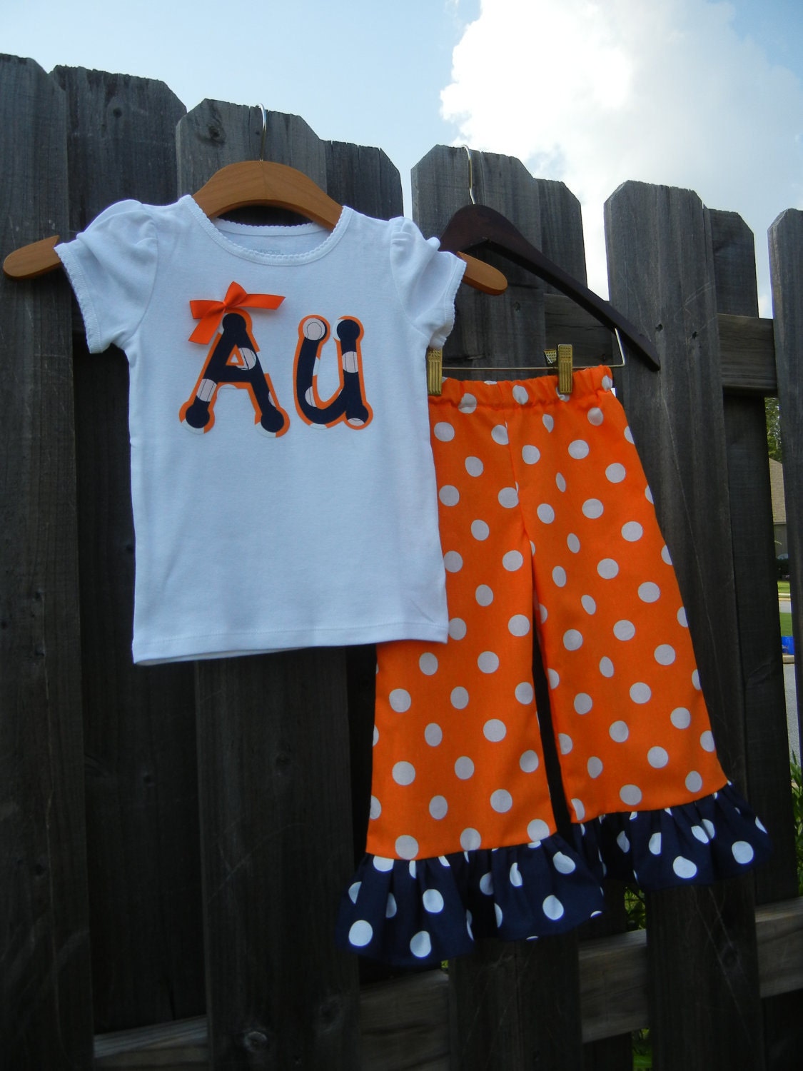 Auburn AU Polka Dot Shirt and Ruffle Pants Set - sizes 6m to 5T.......Too CUTE for little Auburn fans