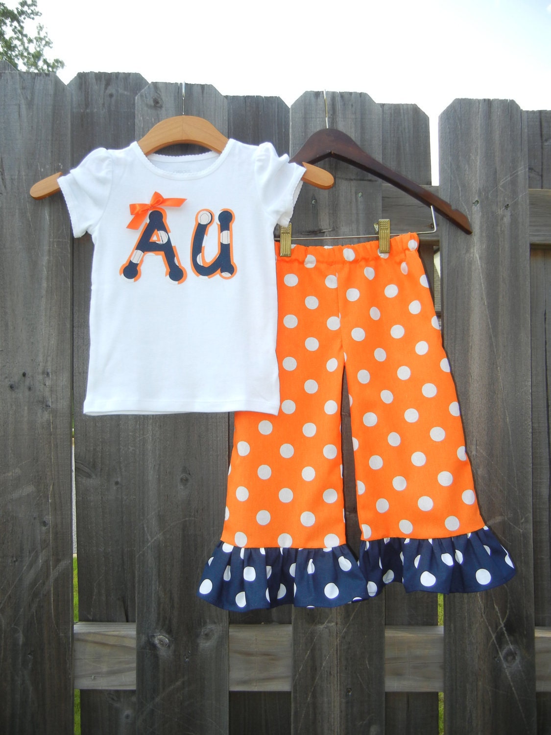 Auburn AU Polka Dot Shirt and Ruffle Pants Set - sizes 6m to 5T.......Too CUTE for little Auburn fans