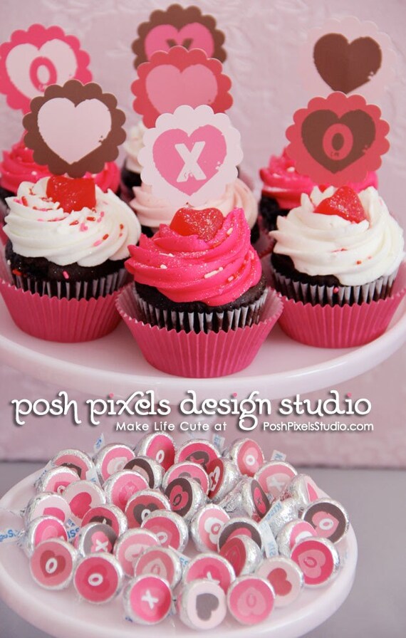 VALENTINE'S - Printable Valentine's Day Party Pack - Hugs and Kisses - DIY XO Collection - by Make Life Cute Il_570xn