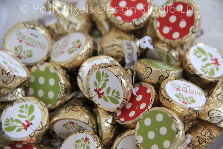 CANDY STICKERS - Printable Holiday Candy Stickers - Polka Dot and Mistletoe - DIY Under the Mistletoe Collection - by Make Life Cute Il_570xn