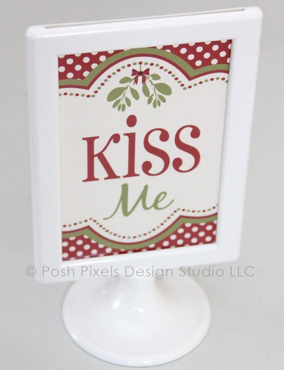 MISTLETOE PARTY - Printable Holiday 4"x6" Designer Signs - DIY Kiss Me Holiday Collection - by Make Life Cute Il_570xn