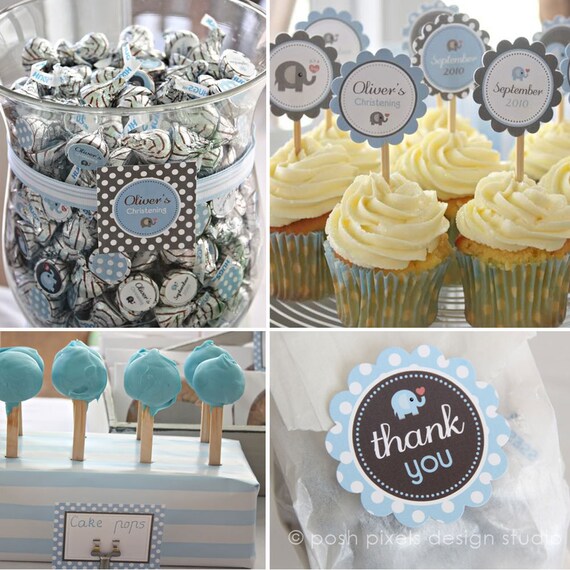 ELEPHANT - Mini Printable Party Pack - Baptism, Christening, Dedication, Communion - DIY Elephant Christening Collection - by Make Life Cute Il_570xn