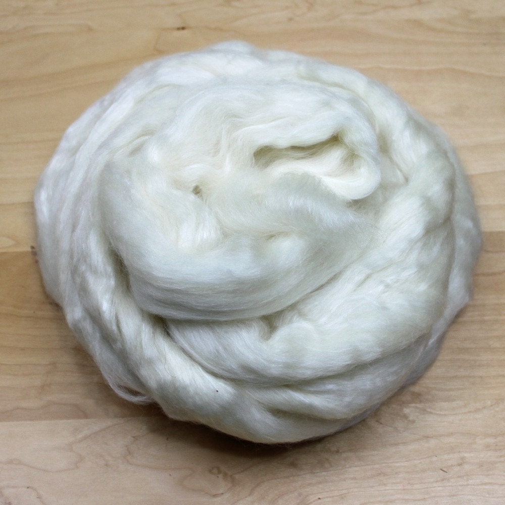 BFL/ Tussah Silk Roving - Undyed Fiber for Spinning (8oz)