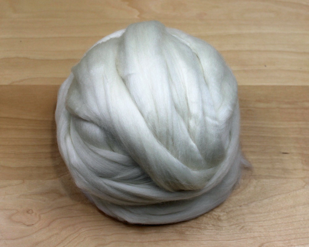 Polwarth Wool/ Silk Roving - Undyed Fiber for Spinning or Felting (8oz)