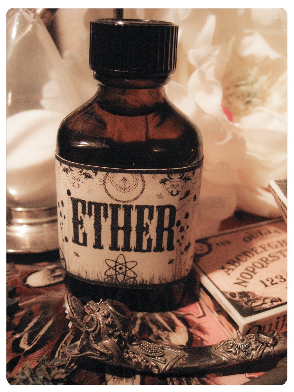 the victorian oil bath - you pick your poison - arrives to you in hugemongous 1 oz amber glass old world bottle