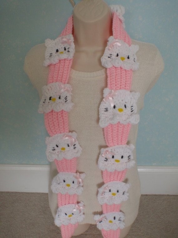 crochet hello kitty cupcake scarf fun gift ready to by Nora23
