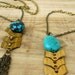 geometric turquoise and brass chevon necklace