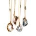 long geode slice necklace with pyrite chunks