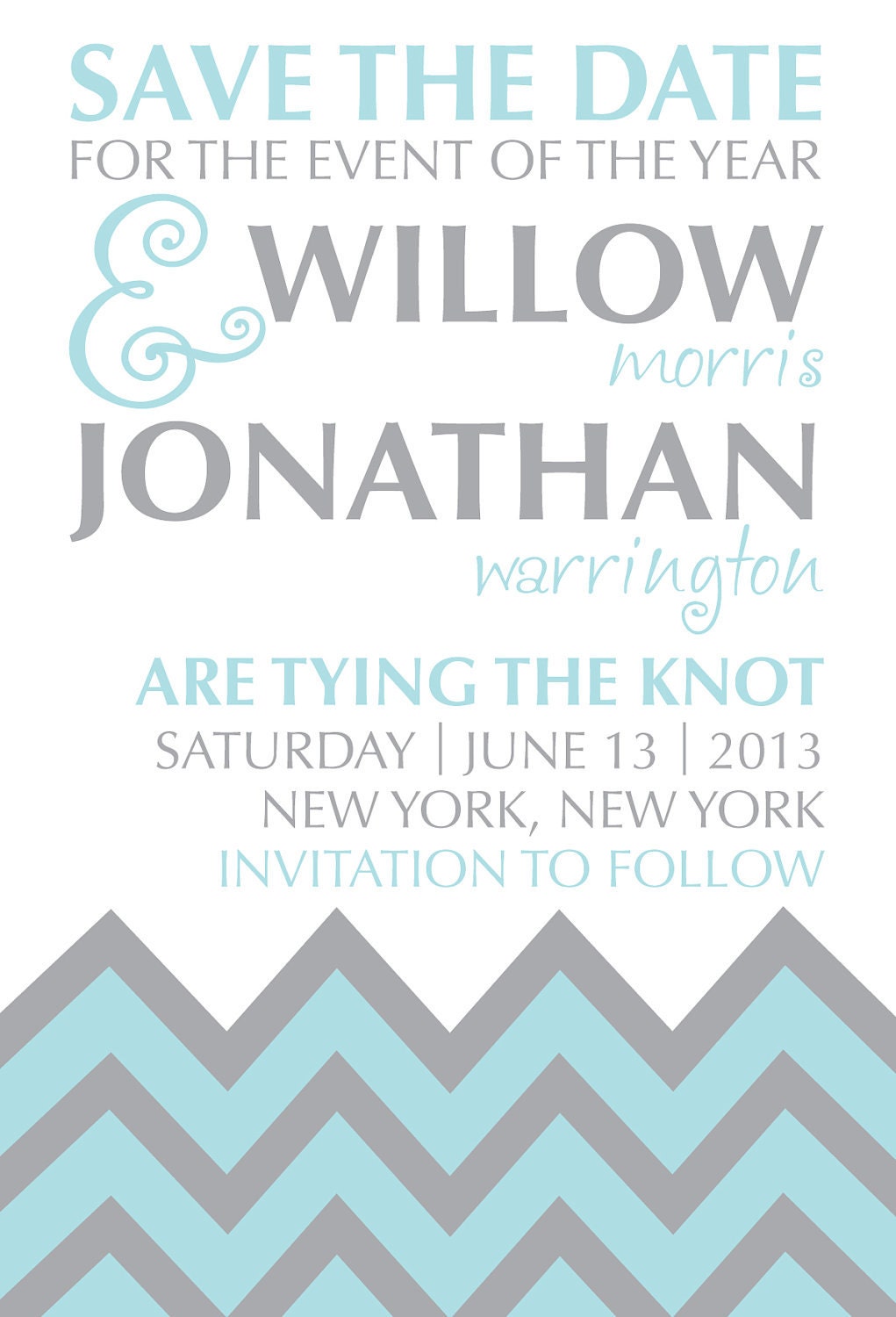 DIY Printable Invitation - Save the Date, Engagement Party, Wedding invitation, Chevron Pattern Invitation, Couples Shower Invitation