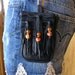 FREE SHIPPING -Black fringe Cell phone bag with clip and belt loop and Sunset clay beads
