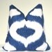 Pillow Cover - Deocrative Pillow - Throw Pillow - Toss Pillow - Sofa Pillow - Ikat Print - Denim Blue - White - 22x22 inches