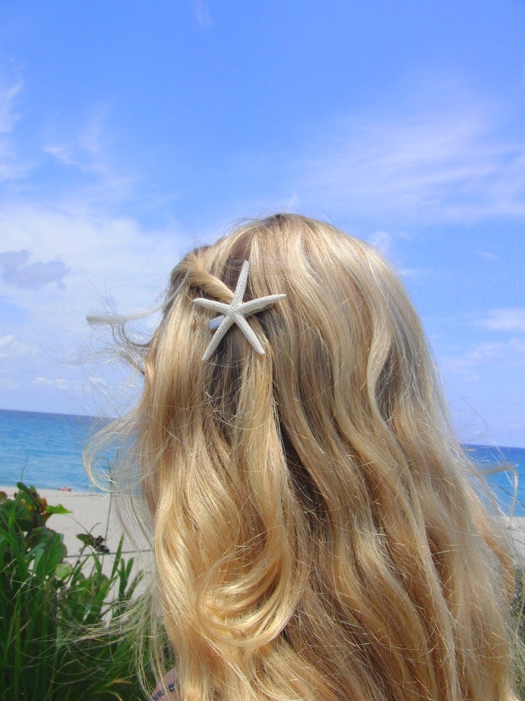 White skinny starfish alligator clip