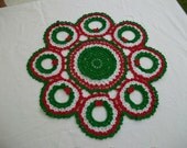 14 Inch Round Holiday Christmas Wreath Wreaths Crochet Doily Crocheted Topper Handmade New
