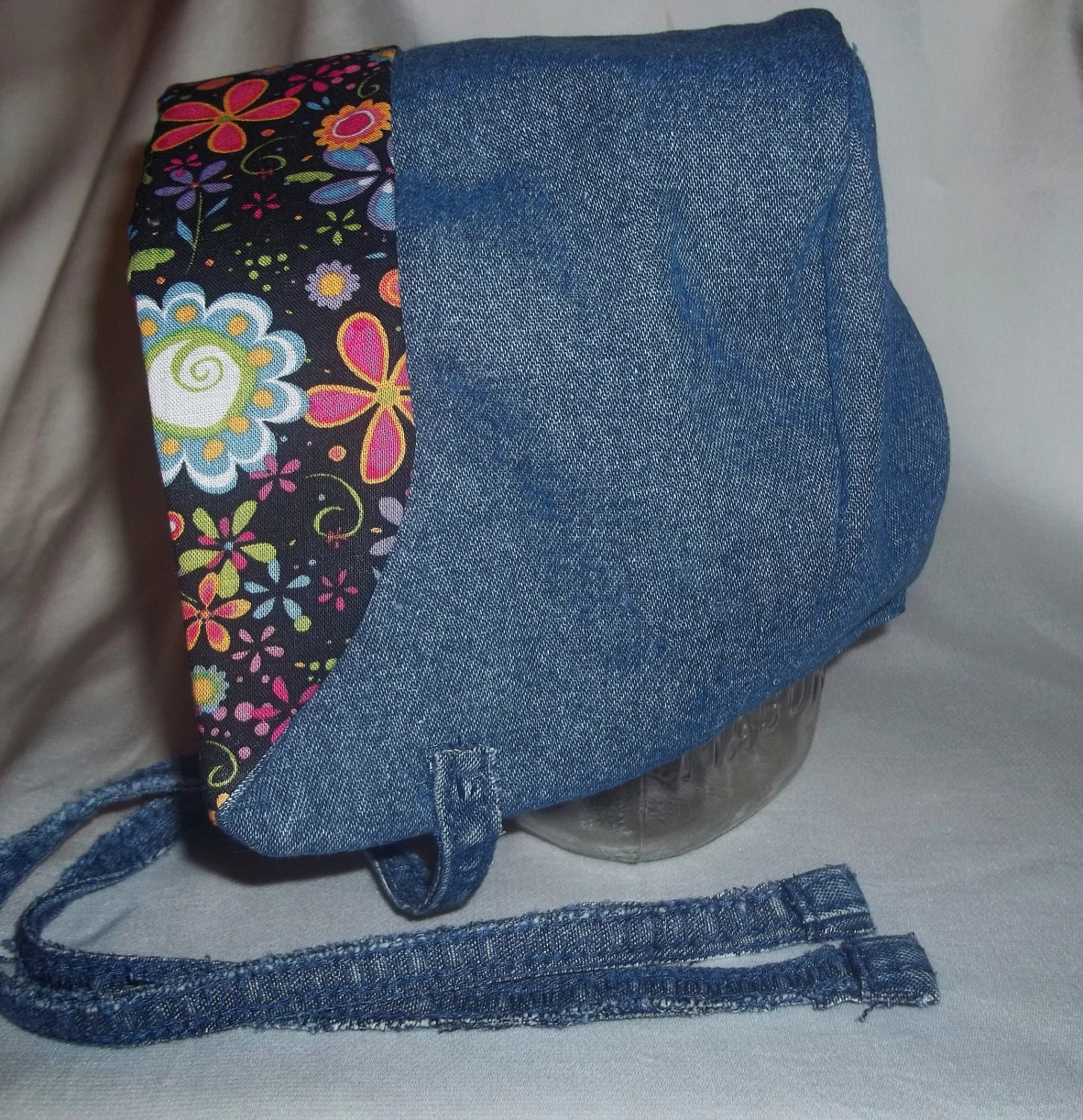 Bonnet 6-12 month with Recycled Denim