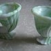 Vintage Candleholder Cornucopia Slag Glass Mint Green White