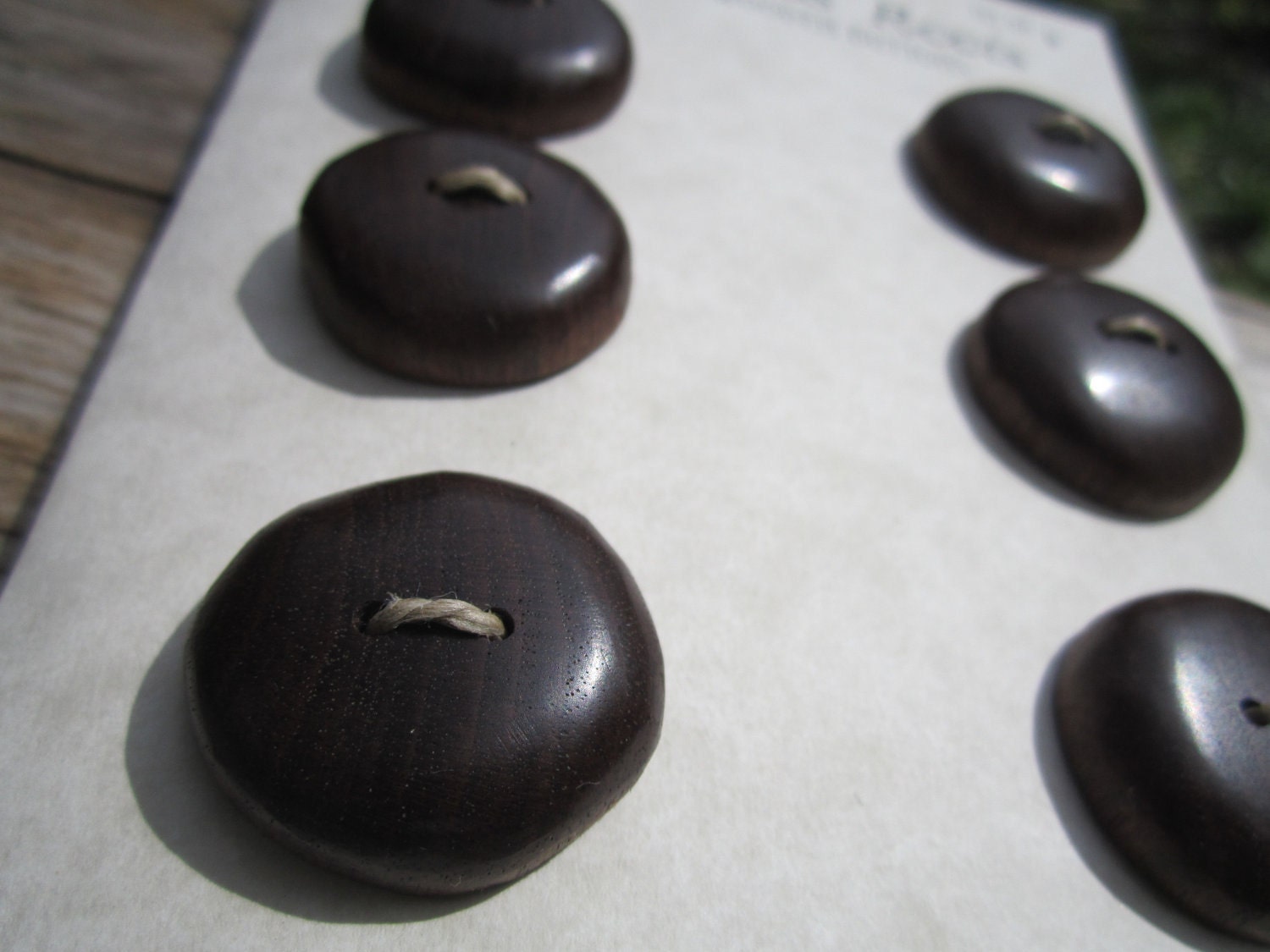 6 Buttons- Black Walnut Wood Buttons-Reclaimed Wood Buttons- Knitting, Sewing, Craft Buttons