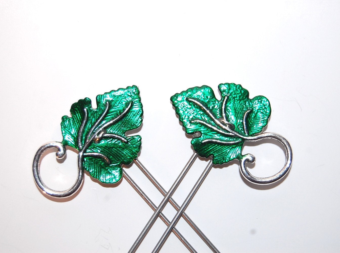 Emerald Green Leaves of Lothlorien Amish Hair Pins