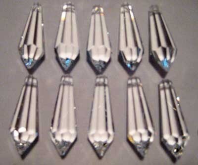 5 Crystal Prism Drops Pendants - Icicle Prisms - 38mm - SET of 5